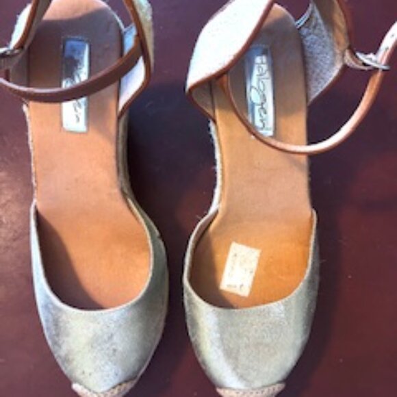 Halogen Leather Espadrille Wedge Heel Ankle Strap Sandals Size 6.5 - Picture 5 of 6